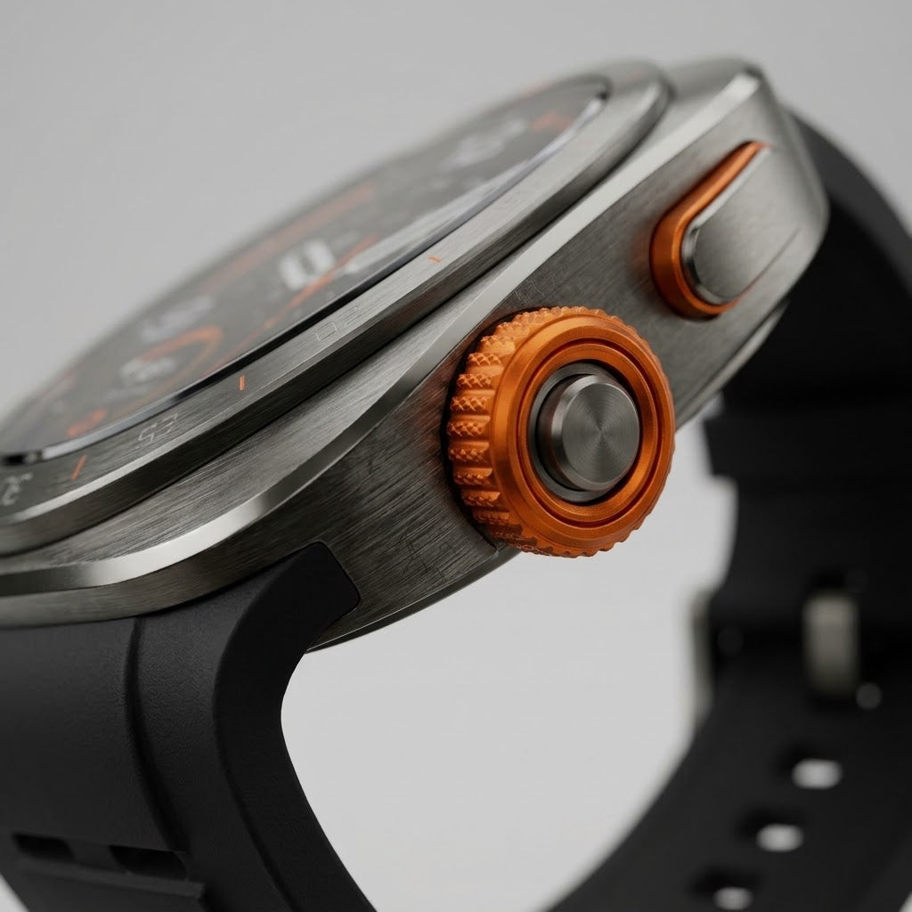 Samsung Galaxy Watch Ultra 2 (47mm) Bluetooth / LTE Smartwatch – Dark Titanium Case, Orange Accents & Black Sport Strap